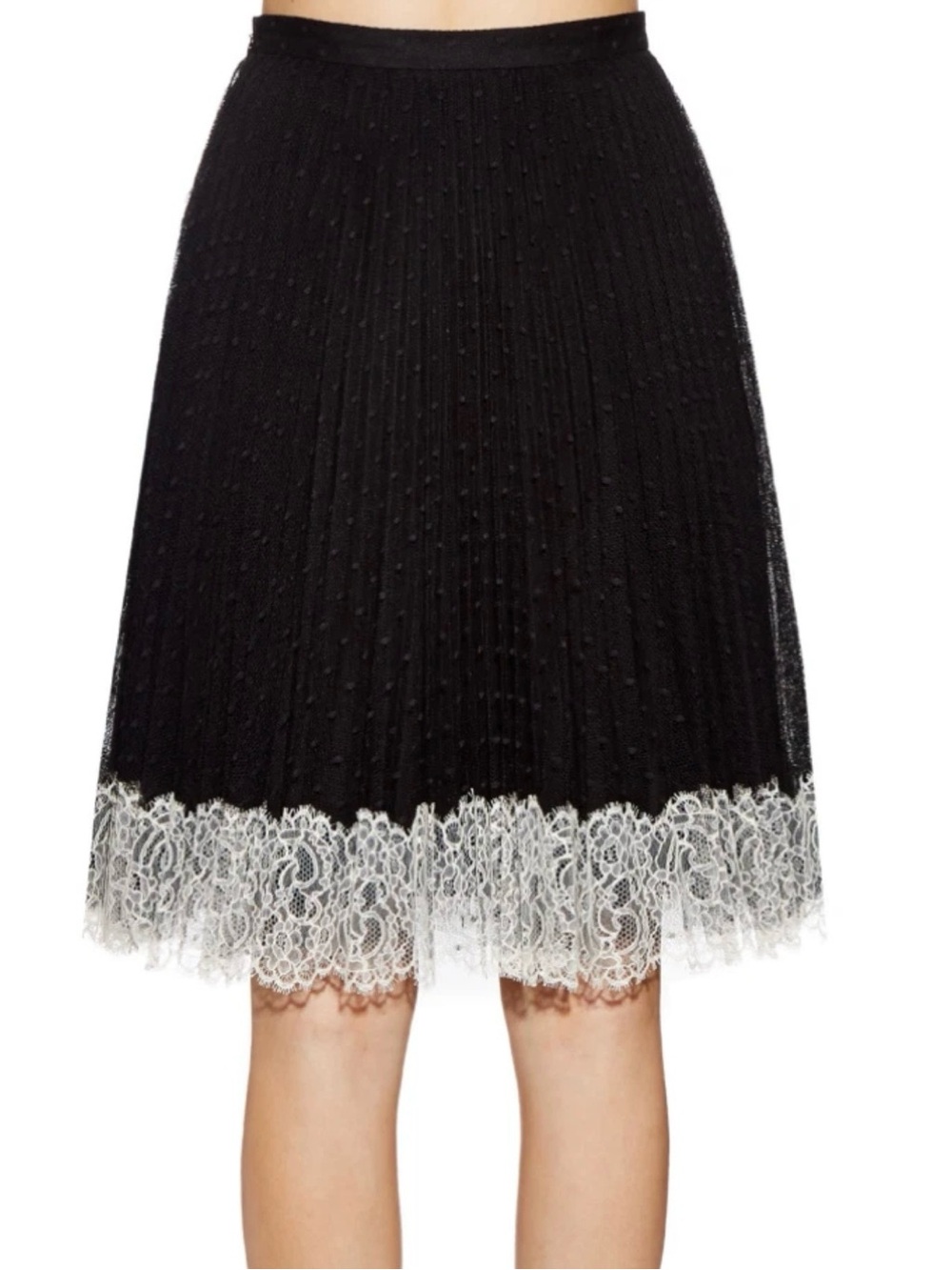 Beauty Valentino Red Black White Tulle Lace Hem Pleated Skirt 38 Sz 2